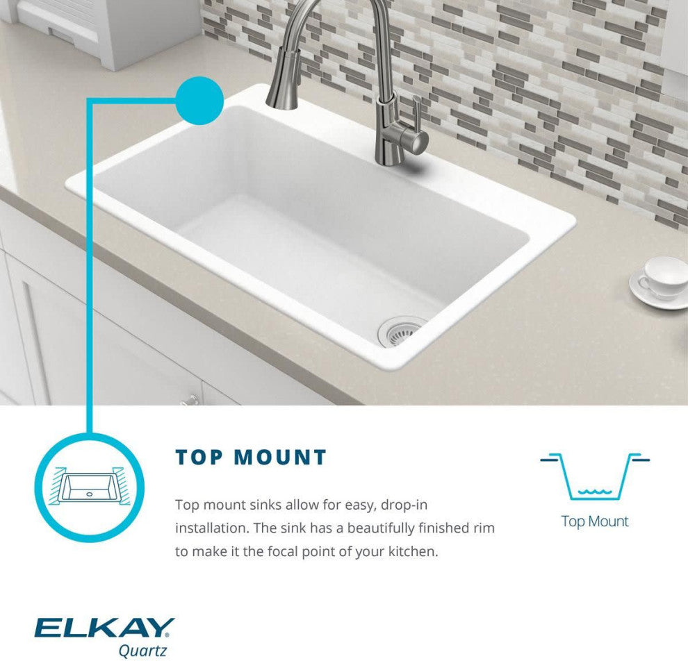 Elkay ELG1616 Quartz Classic 15-3/4" Undermount Single Basin - Black