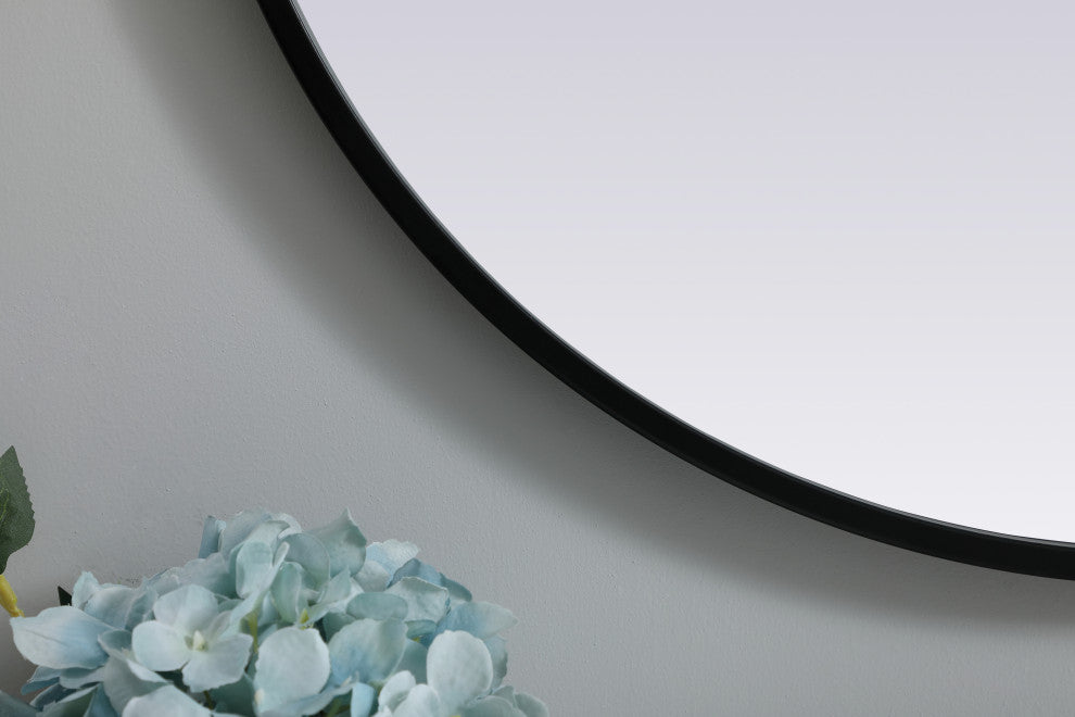 Metal Frame Oval Mirror 24X36 Inch, Black