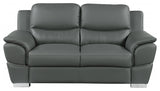 2-Piece Indoor Gray Genuine Leather Five Person Seating Set