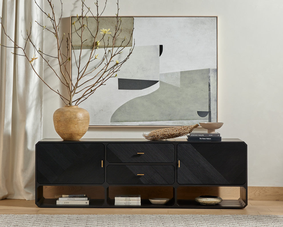 Caspian Media Console, Black Ash