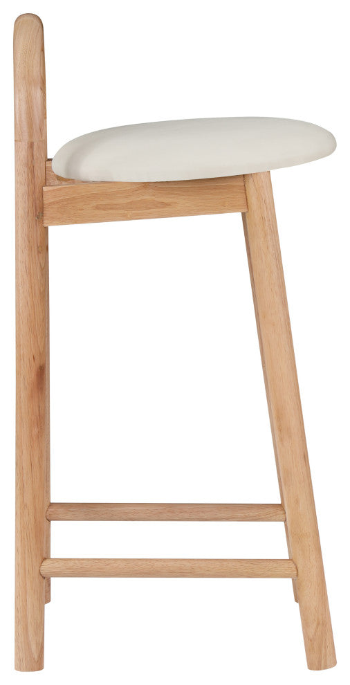 Meridian Furniture Calvin Vegan Leather Stool, Cream, Natural Finish