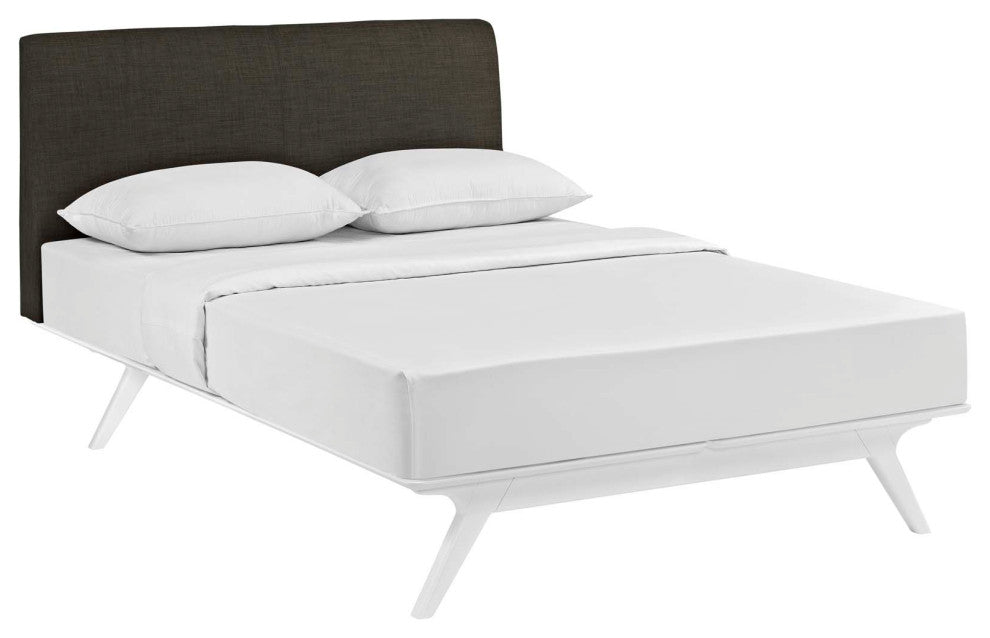 Modway Tracy Queen Bed, White Brown