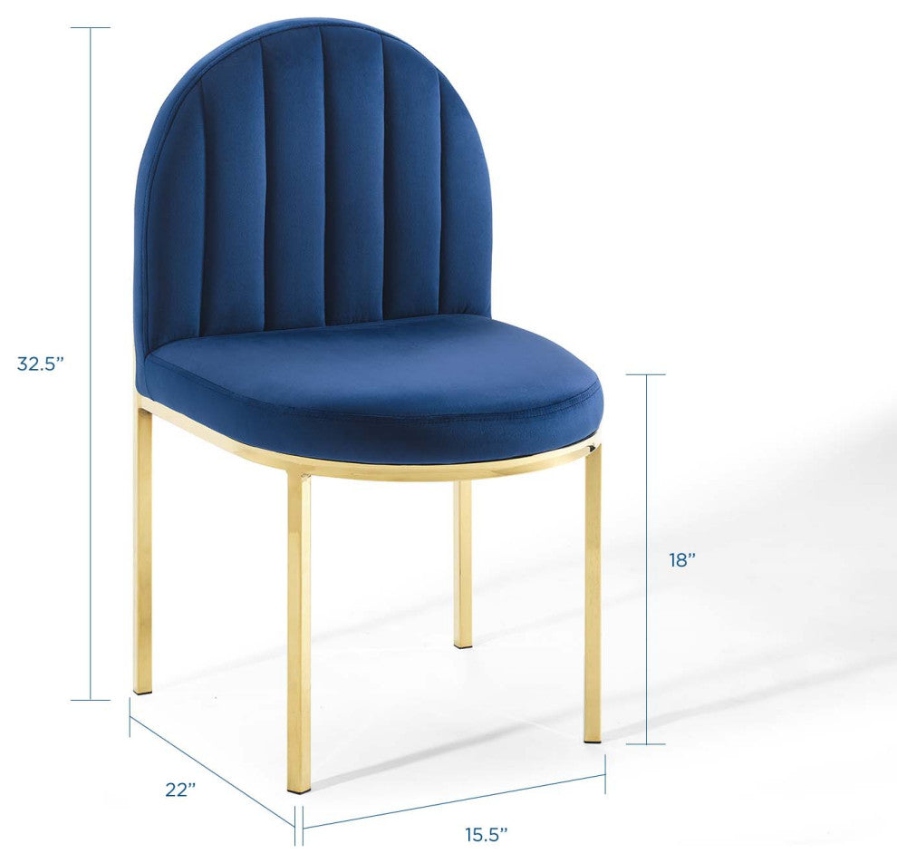 Isla Channel Tufted Performance Velvet Dining Side Chair - Gold Navy