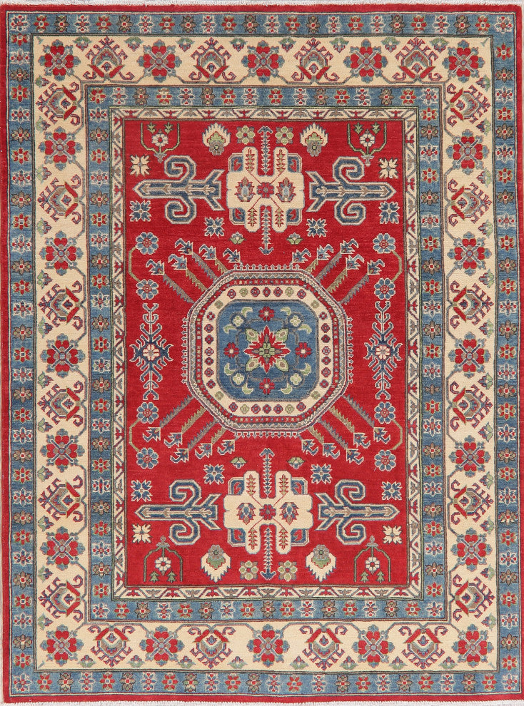Kazak Carpet Handmade Oriental Traditional Pakistani Area Rug, Red, 7'9"x5'9