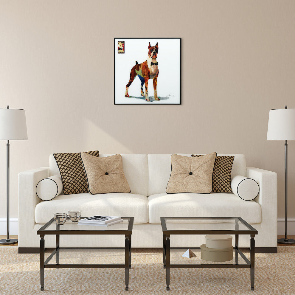 "The Boxer" Printed Dog Wall Art With Black Anodized Aluminum Frame