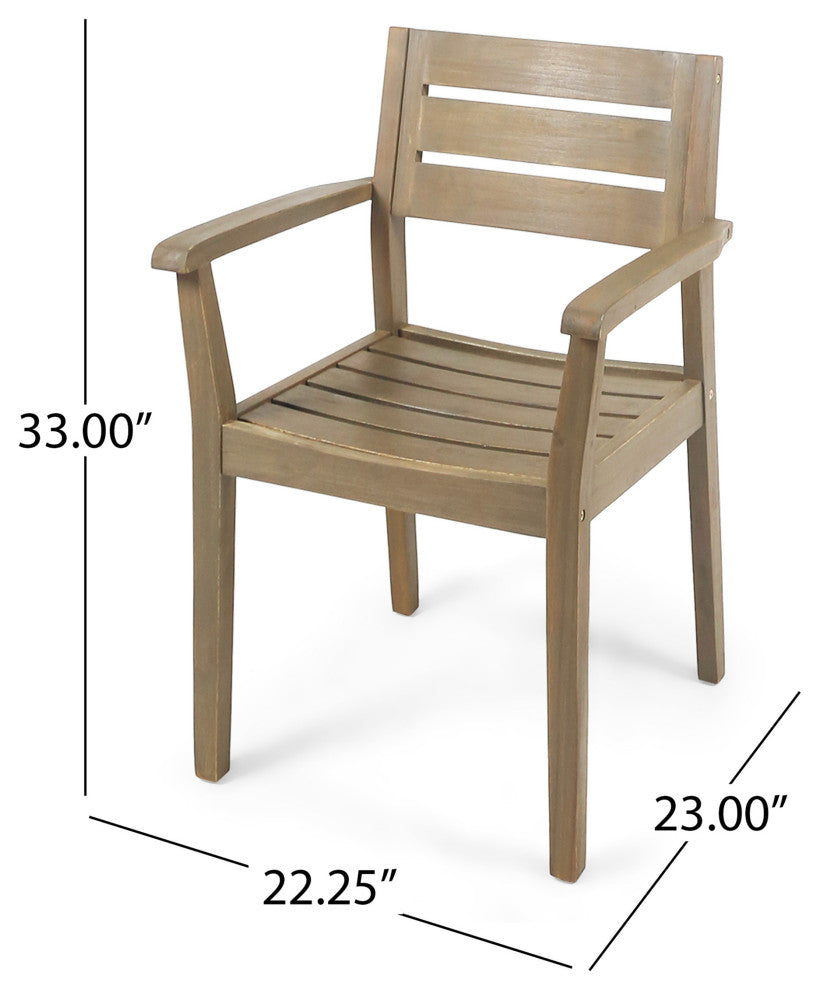 Mildred Outdoor Acacia Wood Expandable 8 Seater Dining Set, Gray