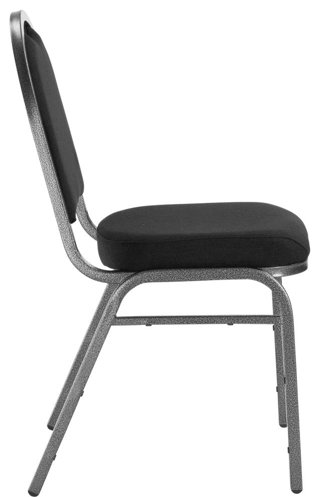 NPS 9200 Fabric Stack Chair, Ebony Black Seat/ Silvervein Frame