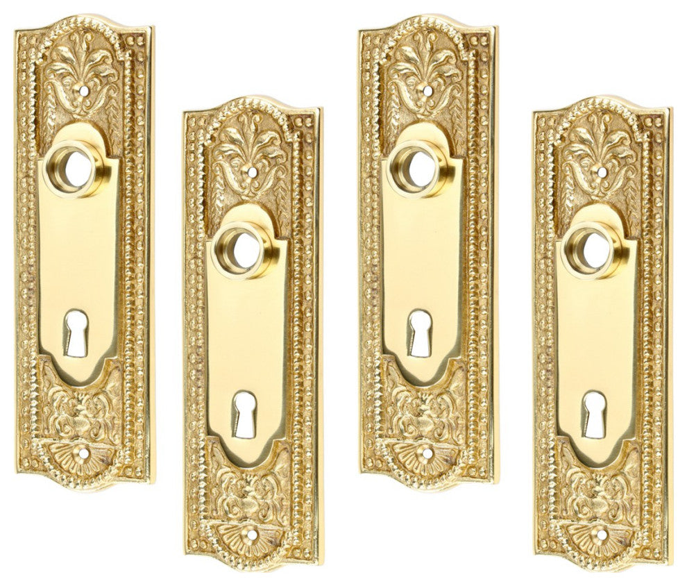 Door Back Plate Solid Brass Beaded With Keyhole 7 1/4" H Pack of 4