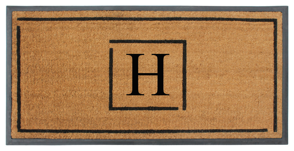 A1HC Hand-Crafted 24"x48" Rubber Coir Double-Single Monogrammed, H