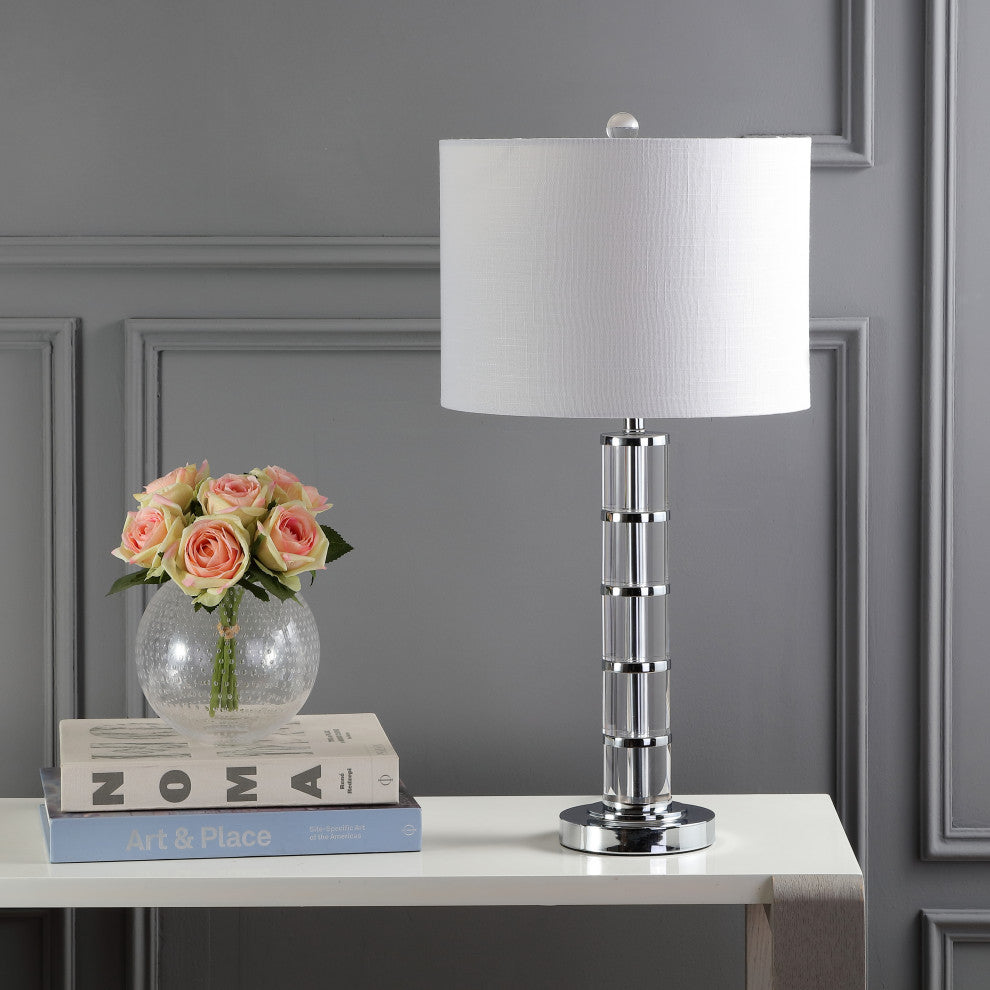 Hailey 26" Crystal Table Lamp, Clear and Chrome