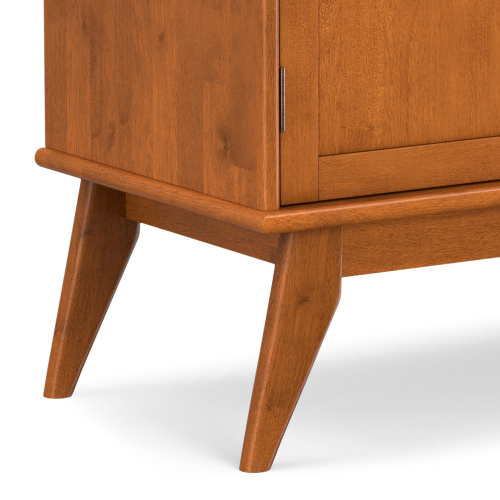 Draper Solid Hardwood Mid Century Bar Cabinet, Teak Brown