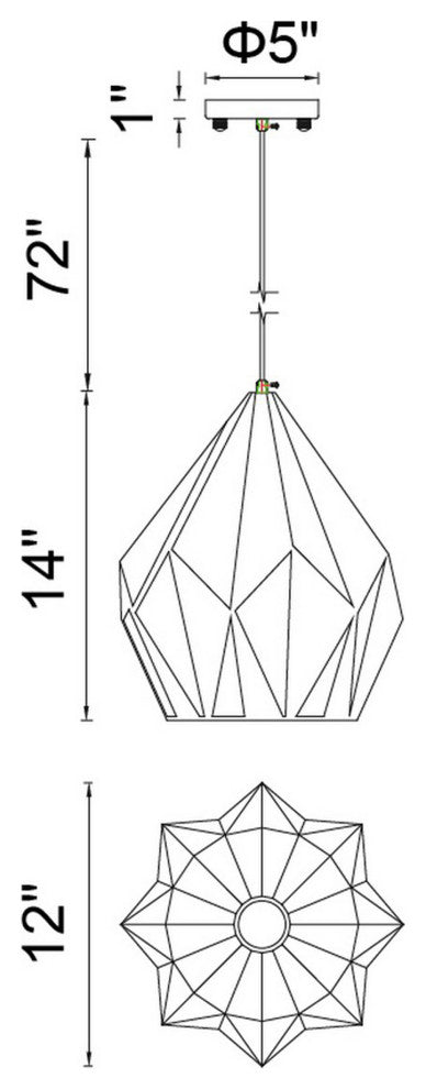 Oxide 1 Light Down Pendant With Black+Copper Finish