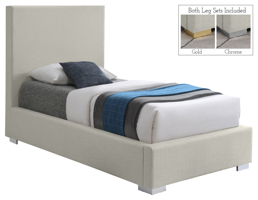 Crosby Linen Upholstered Bed, Beige, Twin