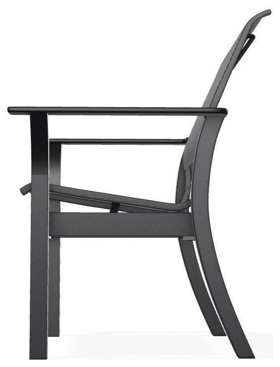 Leeward Sling Stackable Outdoor Dining Chair, Augustine Pewter/Black