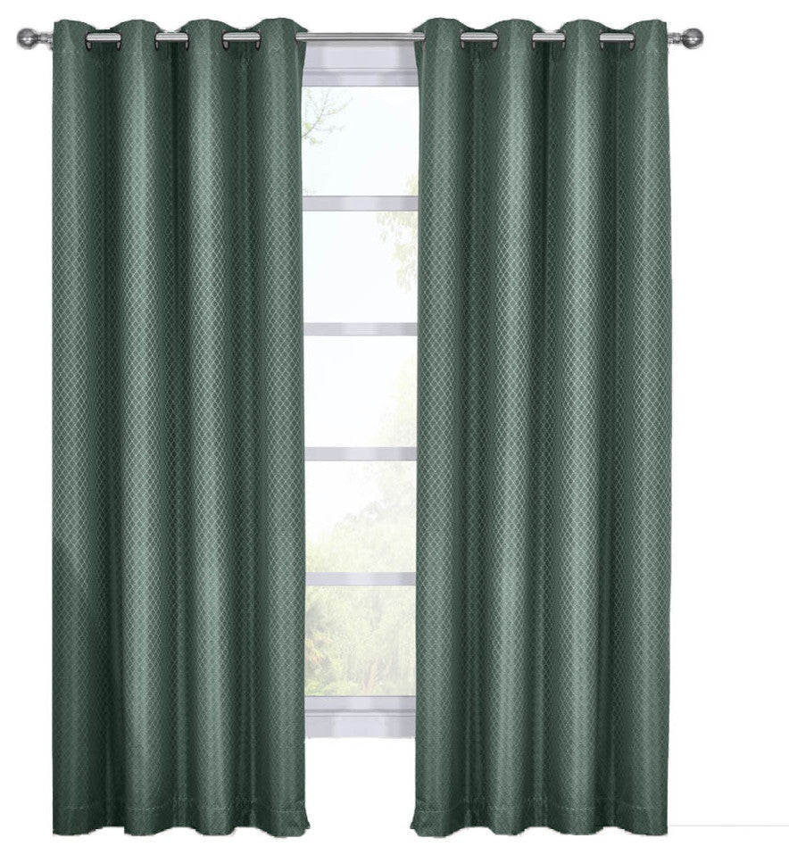 100% Blackout Diamond Woven Drapes, 2PC, Turquoise, 108"x120"