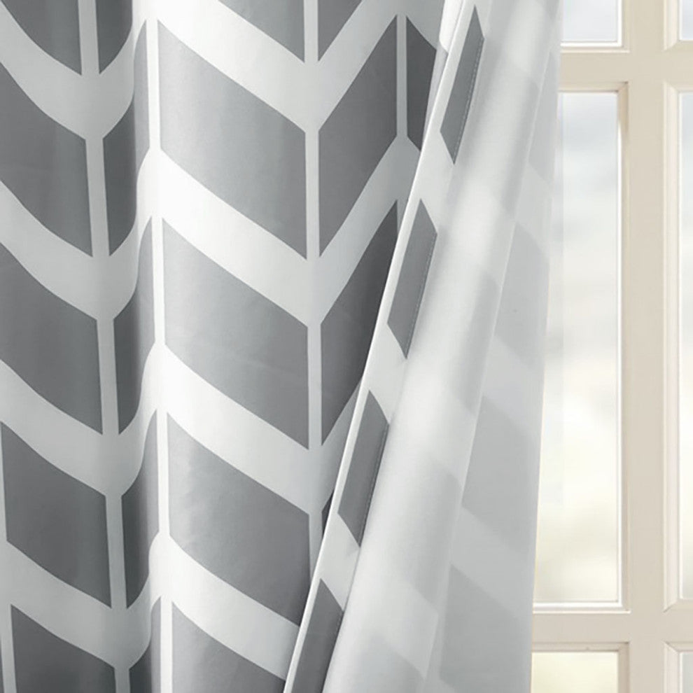 Intelligent Design Alex Yellow Chevron Print Window Panel Pair