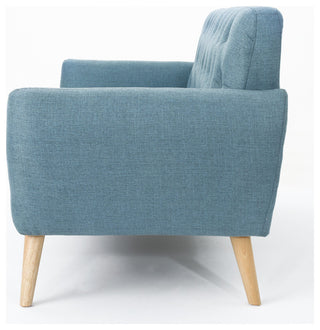 GDF Studio Eunice Petite Mid Century Modern Tufted Fabric Sofa, Blue