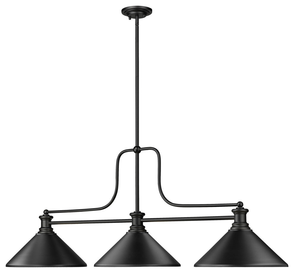 Zlite 725-3MB-MMB 3-Light Billiard, Matte Black