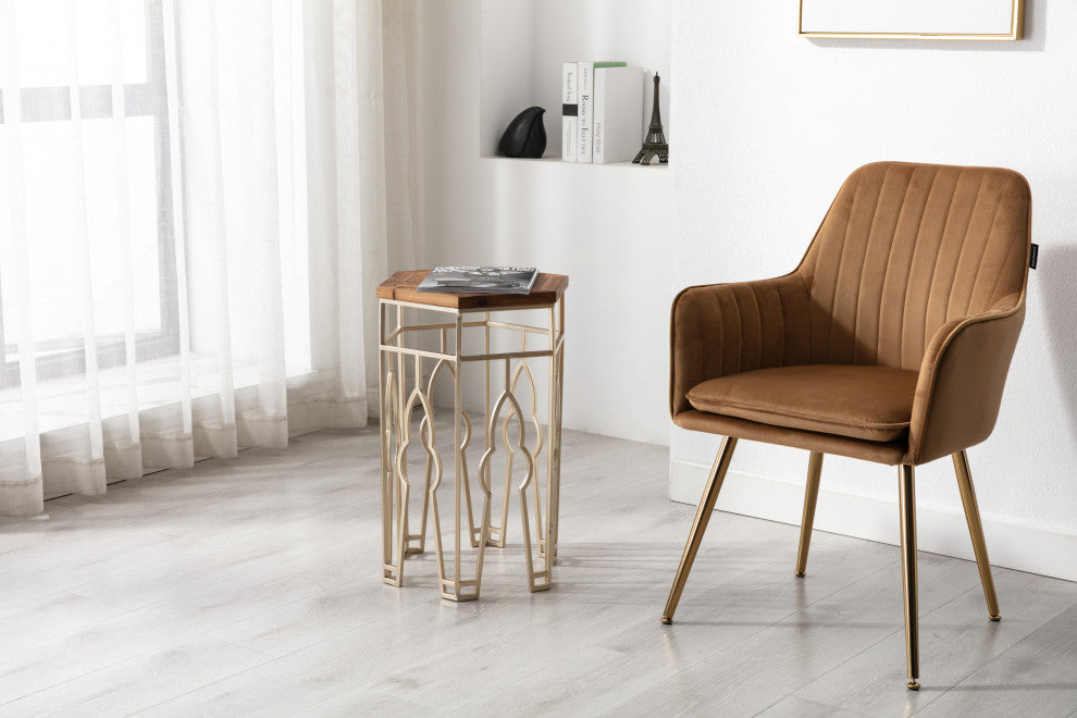 Boraam Genevieve Nesting Tables, Gold and Natural