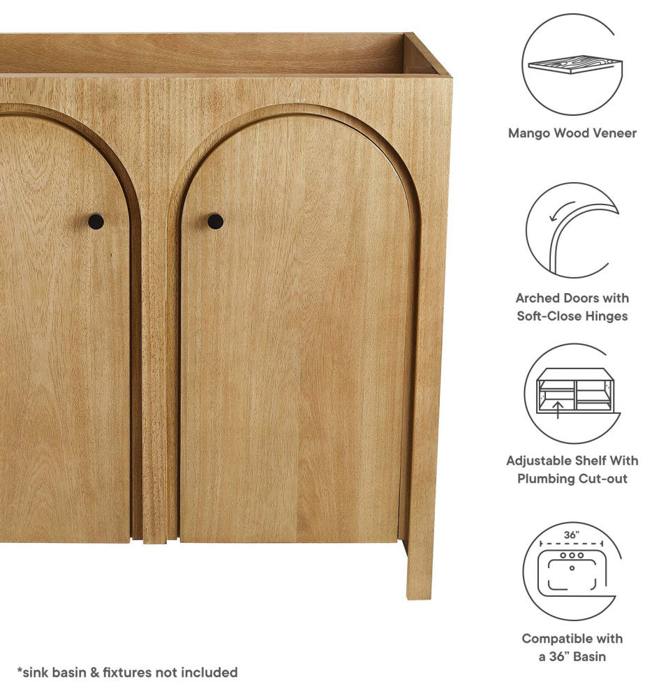 Appia 36" Bathroom Vanity Cabinet (Sink Basin Not Included) - Oak