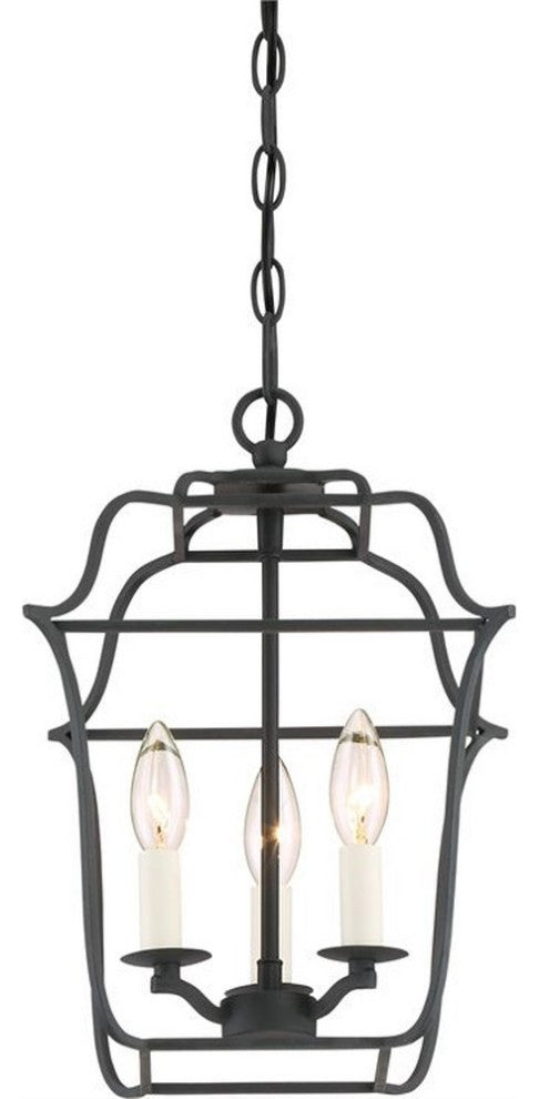 Quoizel GLY5203BA Three Light Foyer Pendant Gallery Royal Ebony