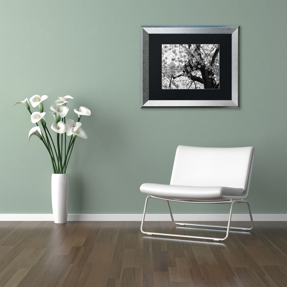 CATeyes 'Blossoms BW' Matted Framed Art, Silver Frame, Black Mat, 20x16