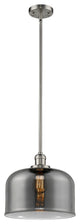 X-Large Bell 1-Light LED Pendant, Brushed Satin Nickel, Glass: Smoked