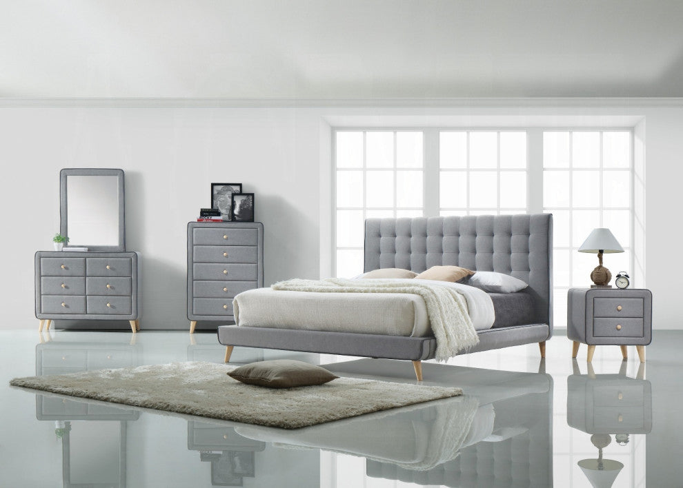 Valda Upholstered Chest, Light Gray Fabric