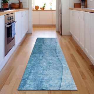 Premium Machine Washable Mayfield AMF625 Teal 2'3" x 7'6" Runner Rug