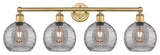 Edison-Athens Deco Swirl 4-Light 35" Vanity Light, Brushed Brass, Light Smoke