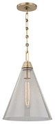 Newbury, 1 Light, 11-inch Pendant, Aged Brass Finish, Clear Gold Mesh Glass