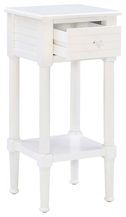Linon Styers Wood End Table with Storage in White