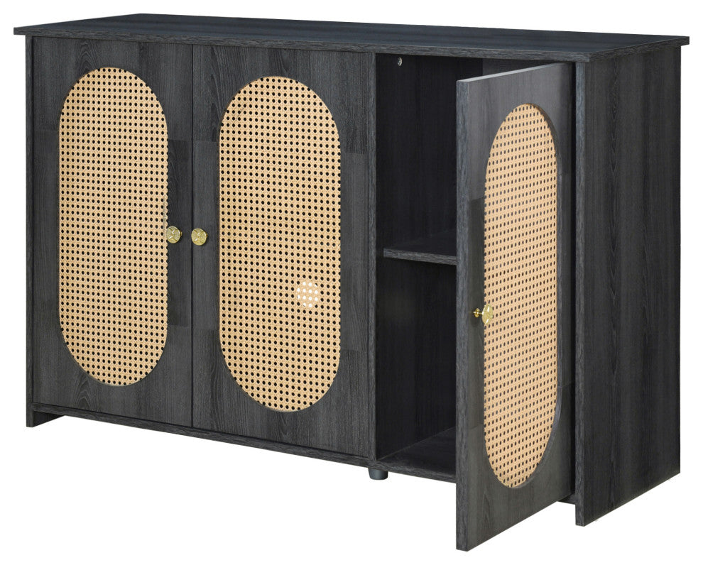 Gewnee  Retro 3-Door Sideboard with Large Storage Space, Antique Black