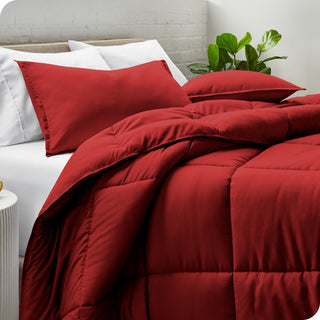 Bare Home Down Alternative Comforter Set, Red, King/Cal King