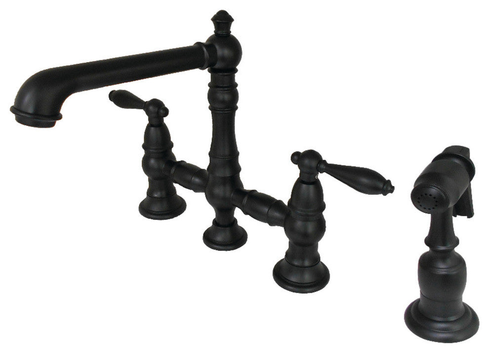 Kingston Brass Kitchen Faucet With Side Sprayer, Matte Black