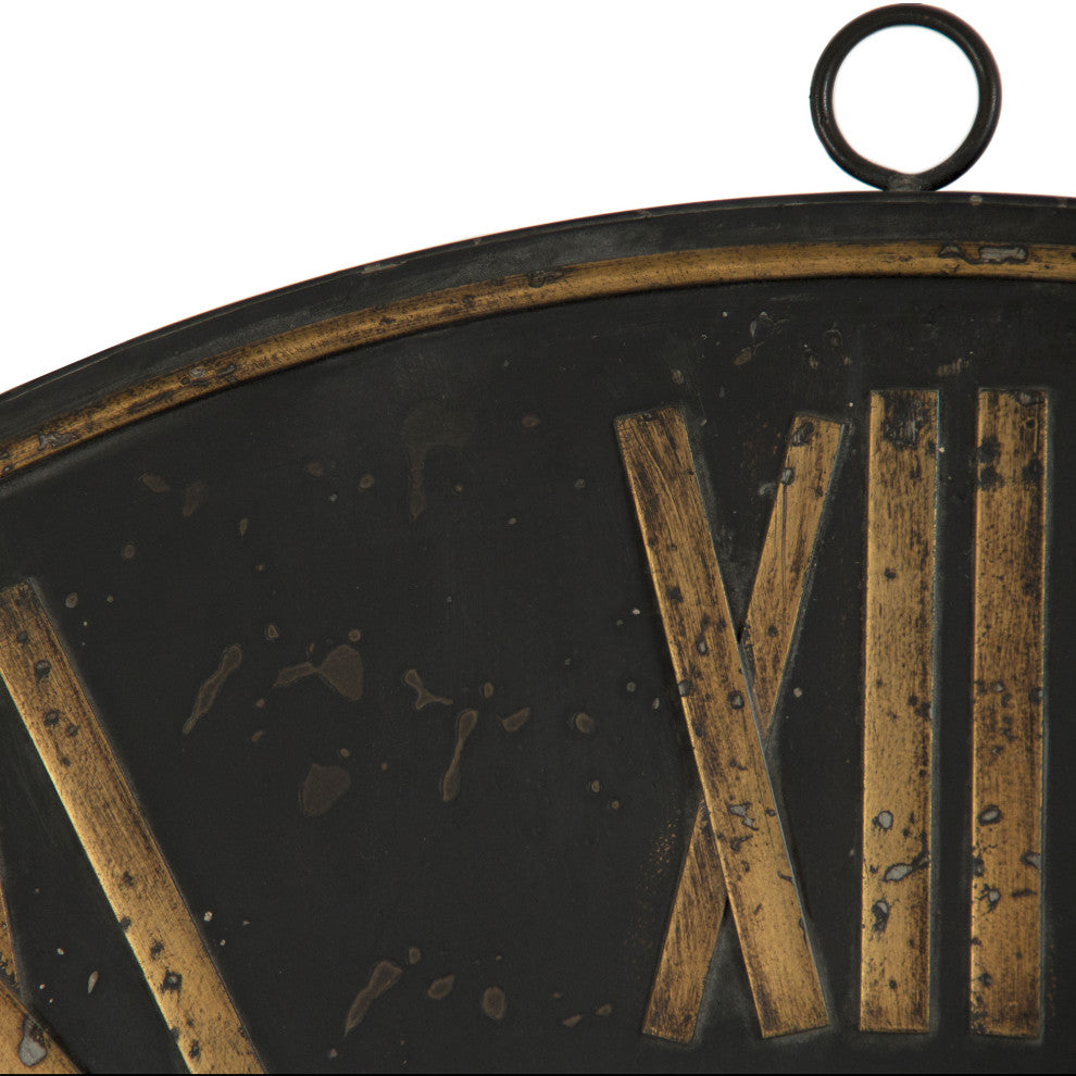 Iron Wall Clock, Black, Gold