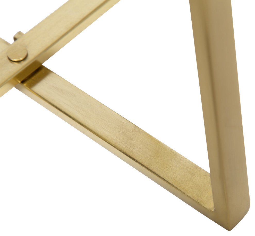 Zia Round Bar Stool, White/Gold, 13"x13"x25"