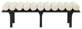 Landon Faux Leather Bench, Cream, Black Finish