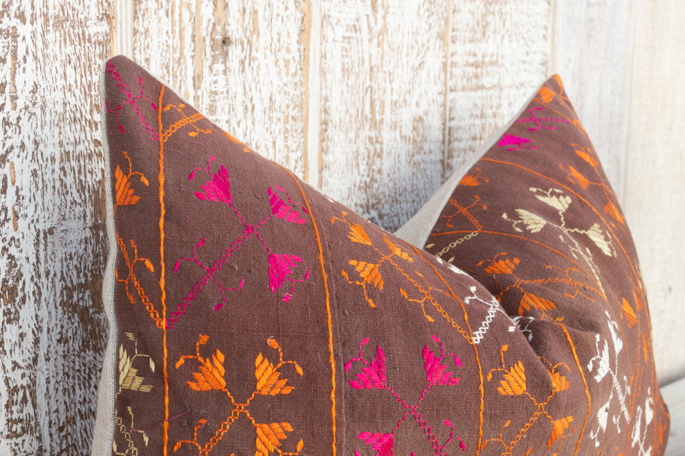 Kiara Antique Indian Folk Lumbar Pillow