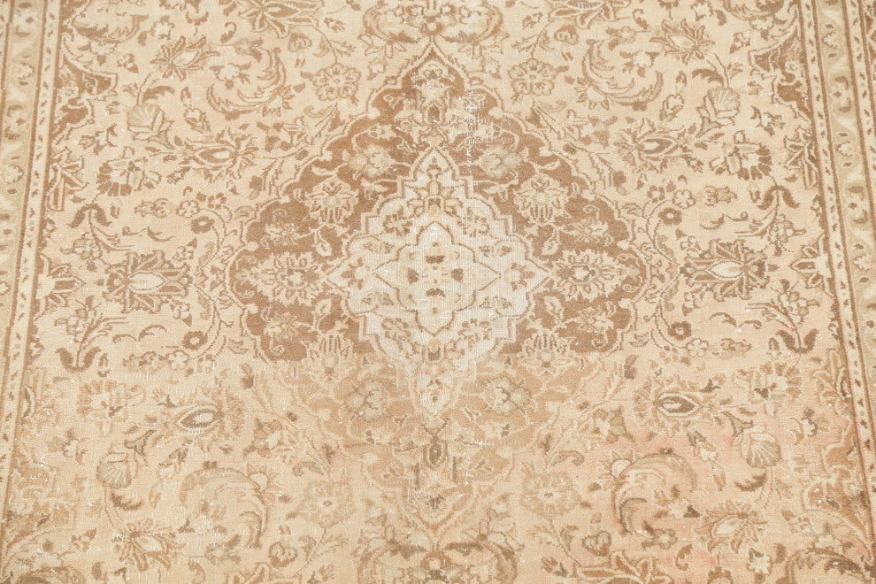 Consigned, Vintage-Style Faded Persian Traditional Handmade Area Rug, Brown, 6x9