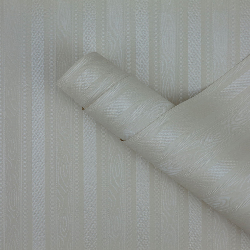 Boudin Stripe Wallpaper, Ivory, Bolt