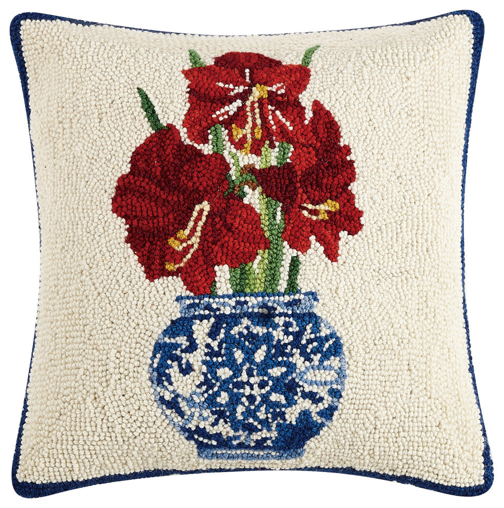 Holiday Chinoiserie Amaryllis Hook Pillow