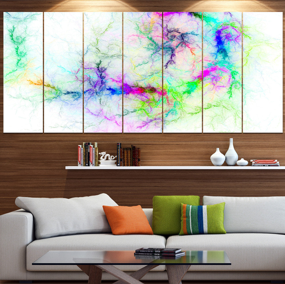 Stormy Sky Fierce Lightning, Abstract Art on Canvas, 83"x32", 7 Panels