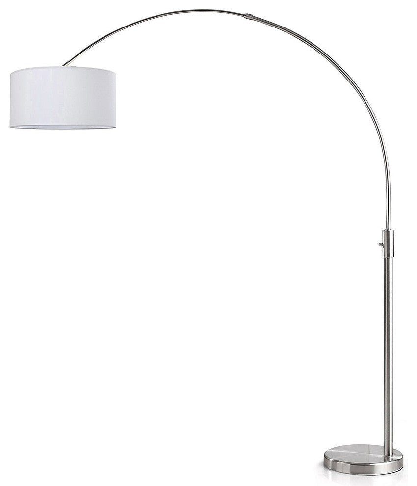 Orbita Arch Floor Lamp, Dimmer, 12W Dimmable LED Bulb Included, Drum Shade, Whit