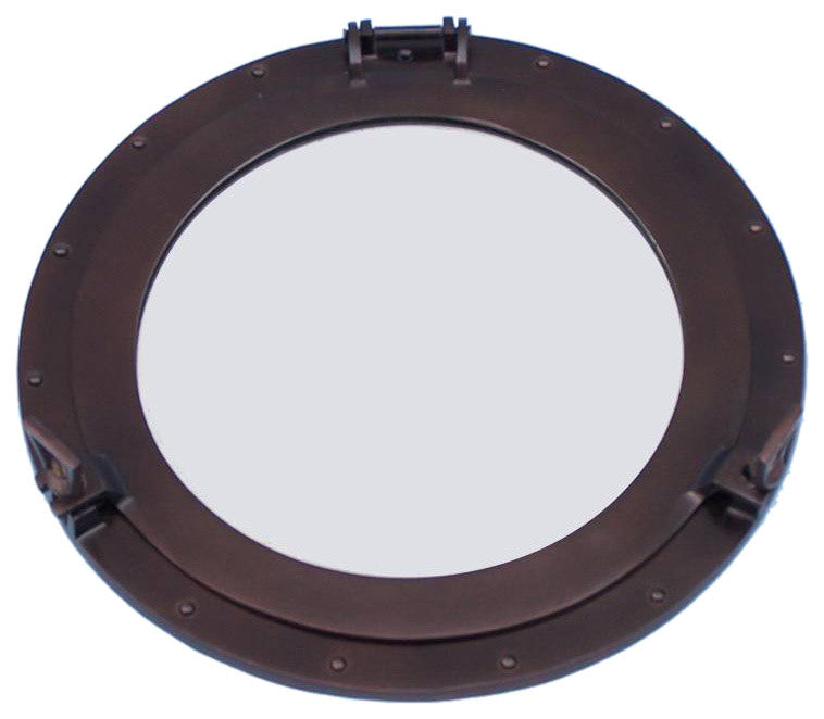 Bronze Decorative Ship Porthole Mirror 17'', Decorative Porthole Mirror