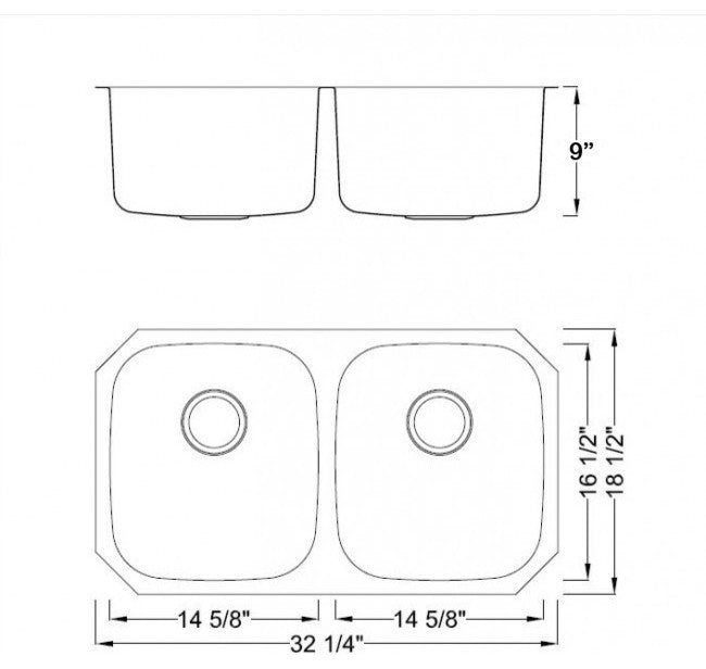 32" Stainless Steel Undermount Double Bowl Kitchen Sink and Accessories