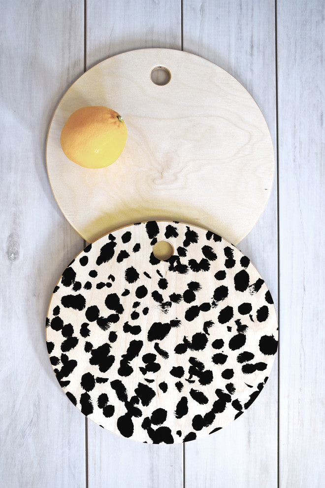 Amy Sia Animal Spot Black and White Cutting Board, 11.5"x11.5"