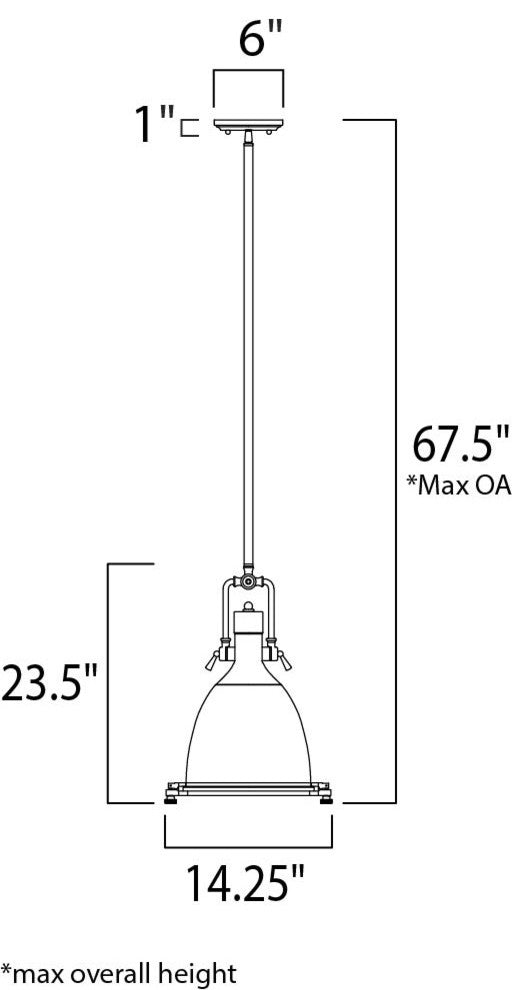 Hi-Bay 1-Light Pendant, Bronze, Frosted Glass