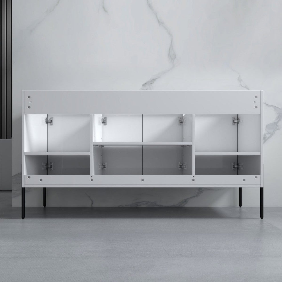 Flutie 60" Bathroom Vanity Set, White, Double White Sink