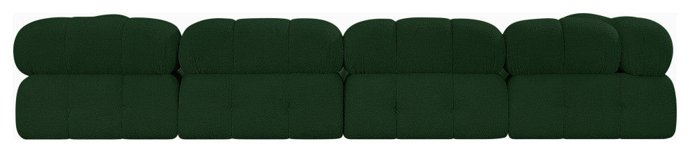 Ames Boucle Fabric L-Shaped Modular Sectional, Green, 5-Piece: 3 Armless Chair, 2 Corner Chair